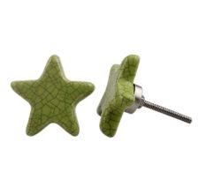 Lime Green Star Crackle Knob